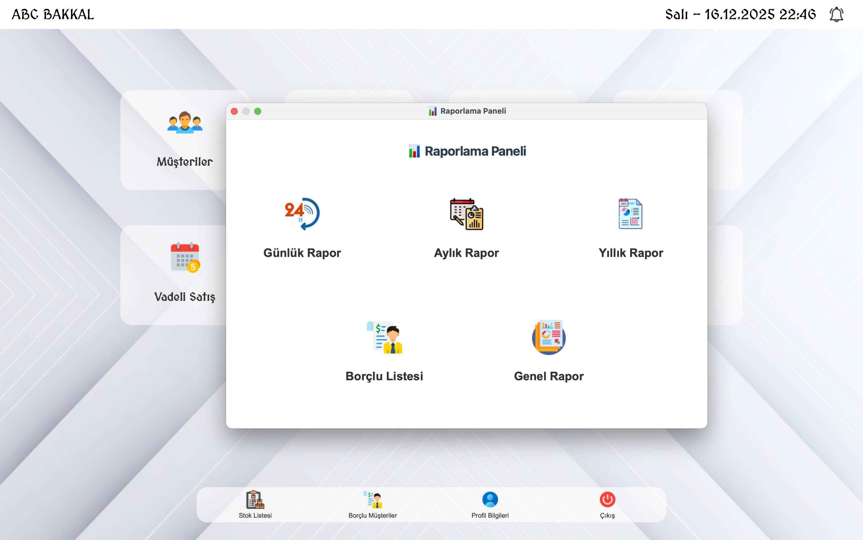 QerzLog borç ve satış raporları ekranı